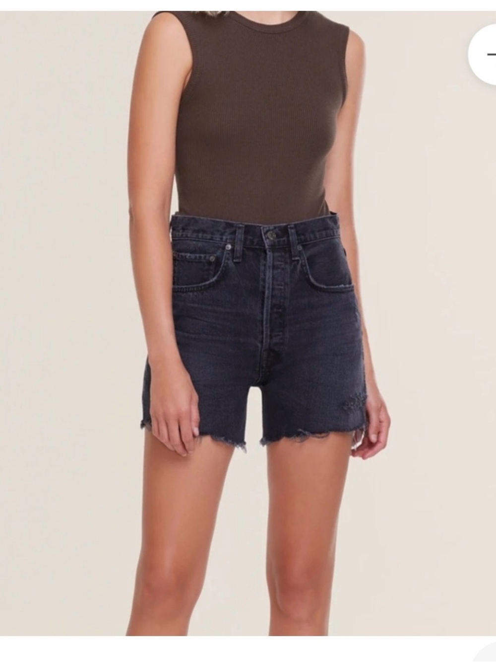 NWT Agolde Riley High Rise Slim Short In Vortex Black Size 24
